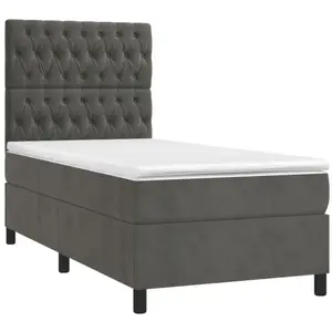 vidaXL Sommier à lattes de lit matelas et LED Gris foncé 100x200 cm pas cher