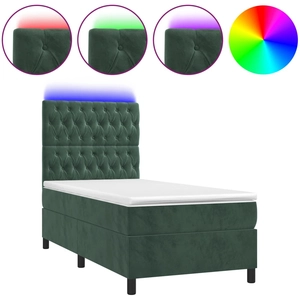 vidaXL Sommier à lattes de lit matelas et LED Vert foncé 100x200 cm pas cher