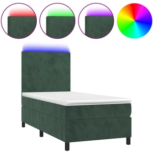 vidaXL Sommier à lattes de lit avec matelas LED Vert foncé 160x200 cm pas cher