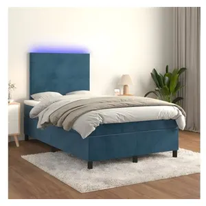 vidaXL Sommier à lattes de lit avec matelas LED Bleu foncé 120x200 cm pas cher