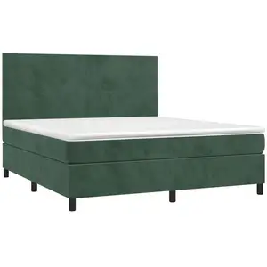 vidaXL Sommier à lattes de lit et matelas et LED Vert foncé 180x200 cm pas cher