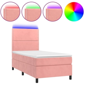 vidaXL Sommier à lattes de lit avec matelas LED Rose 80x200 cm Velours pas cher