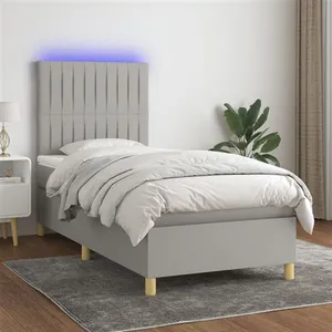 vidaXL Sommier à lattes de lit et matelas et LED Gris clair 90x200cm pas cher