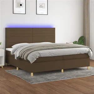 vidaXL Sommier à lattes de lit matelas et LED Marron foncé 200x200 cm pas cher