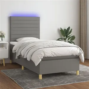 vidaXL Sommier à lattes de lit et matelas et LED Gris foncé 100x200 cm pas cher