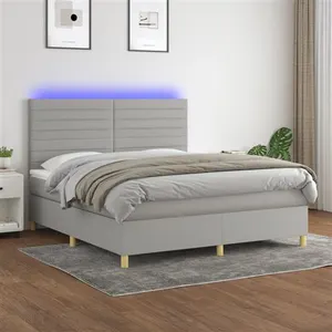 vidaXL Sommier à lattes de lit et matelas et LED Gris clair 180x200 cm pas cher