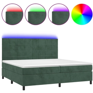 vidaXL Sommier à lattes de lit matelas et LED Vert foncé 200x200 cm pas cher