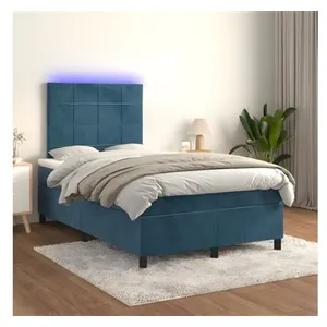 vidaXL Sommier à lattes de lit matelas et LED Bleu foncé 120x200 cm pas cher
