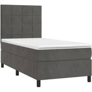 vidaXL Sommier à lattes de lit et matelas et LED Gris foncé 80x200 cm pas cher
