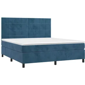 vidaXL Sommier à lattes de lit matelas et LED Bleu foncé 160x200 cm pas cher