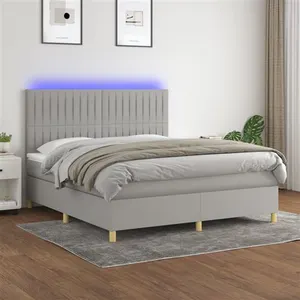 vidaXL Sommier à lattes de lit matelas et LED Gris clair 160x200 cm pas cher