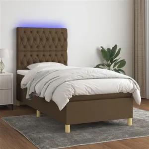 vidaXL Sommier à lattes de lit et matelas et LED Marron foncé 80x200cm pas cher