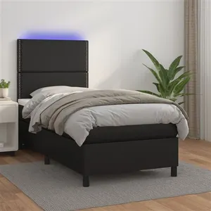 vidaXL Sommier à lattes de lit avec matelas et LED Noir 100x200 cm pas cher
