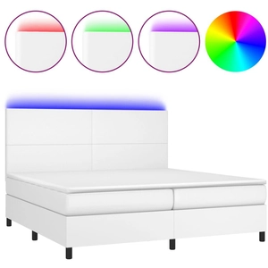vidaXL Sommier à lattes de lit avec matelas et LED Blanc 200x200 cm pas cher