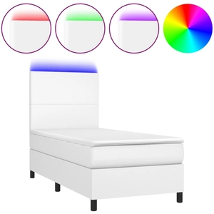 vidaXL Sommier à lattes de lit avec matelas et LED Blanc 100x200 cm pas cher
