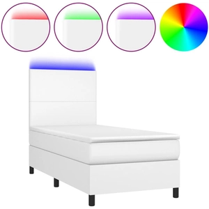 vidaXL Sommier à lattes de lit avec matelas et LED Blanc 90x190 cm pas cher