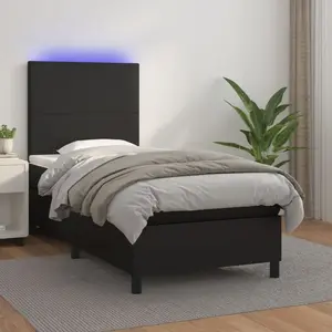 vidaXL Sommier à lattes de lit avec matelas et LED Noir 80x200 cm pas cher