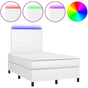 vidaXL Sommier à lattes de lit avec matelas et LED Blanc 140x200 cm pas cher