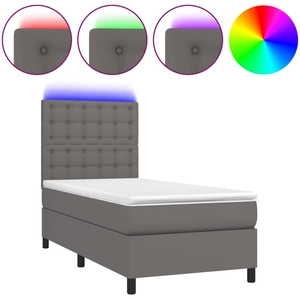 vidaXL Sommier à lattes de lit avec matelas et LED Gris 180x200 cm pas cher