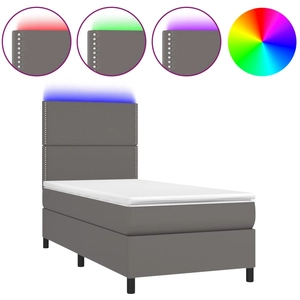 vidaXL Sommier à lattes de lit avec matelas et LED Gris 200x200 cm pas cher