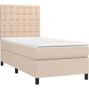 vidaXL Sommier à lattes de lit avec matelas et LED Cappuccino 80x200cm pas cher
