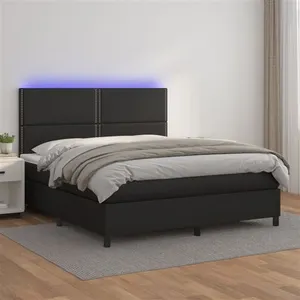 vidaXL Sommier à lattes de lit avec matelas et LED Noir 180x200 cm pas cher