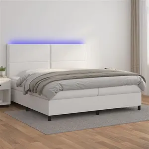 vidaXL Sommier à lattes de lit avec matelas et LED Blanc 200x200 cm pas cher