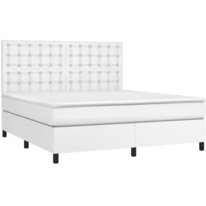 vidaXL Sommier à lattes de lit avec matelas et LED Blanc 160x200 cm pas cher