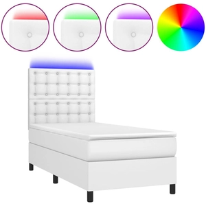 vidaXL Sommier à lattes de lit avec matelas et LED Blanc 100x200 cm pas cher