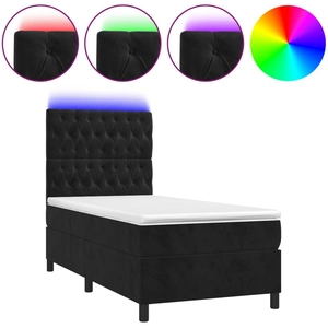vidaXL Sommier à lattes de lit matelas et LED Noir 80x200 cm Velours pas cher