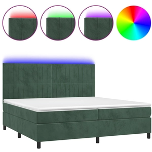 vidaXL Sommier à lattes de lit matelas et LED Vert foncé 200x200 cm pas cher