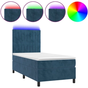 vidaXL Sommier à lattes de lit matelas et LED Bleu foncé 180x200 cm pas cher