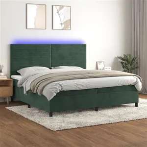 vidaXL Sommier à lattes de lit avec matelas LED Vert foncé 200x200 cm pas cher
