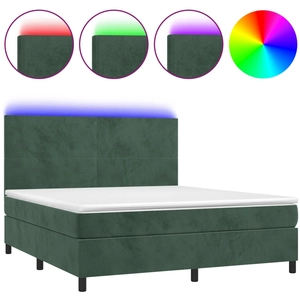 Comparateur de prix : vidaXL Sommier à lattes de lit matelas et LED Vert foncé 160x200 cm