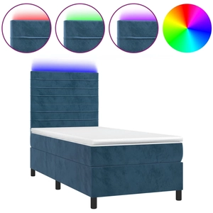 vidaXL Sommier à lattes de lit avec matelas LED Bleu foncé 140x200 cm pas cher
