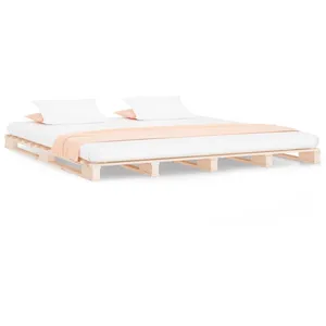 Lit de palette 200x200 cm bois de pin massif Vidaxl Natural pas cher