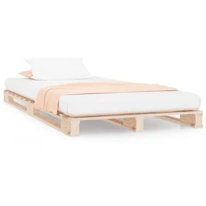 Lit de palette 90x200 cm bois de pin massif Vidaxl Natural pas cher