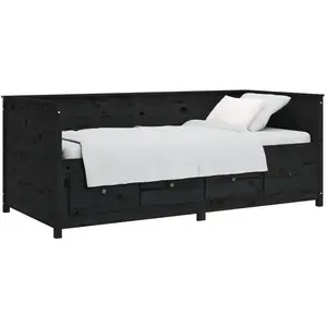 Comparateur de prix : vidaXL Lit de jour Noir 75x190 cm Bois de pin massif