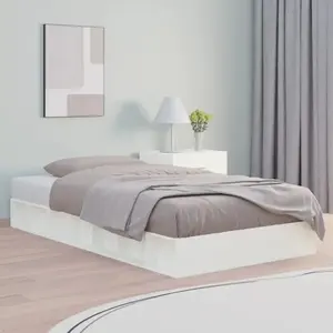 vidaXL Cadre de lit Blanc 75x190 cm Petit simple Bois massif pas cher