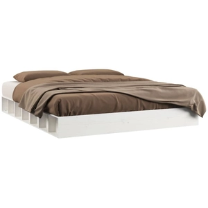 vidaXL Cadre de lit Blanc 150x200 cm Très grand Bois massif pas cher