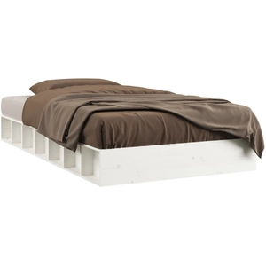 vidaXL Cadre de lit Blanc 100x200 cm Bois massif pas cher