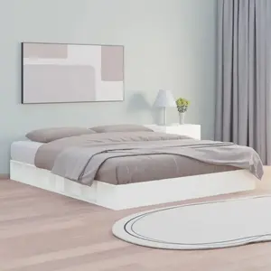 vidaXL Cadre de lit Blanc 200x200 cm Bois massif pas cher