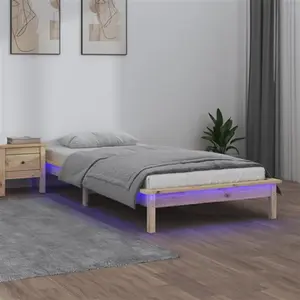 vidaXL Cadre de lit à LED 75x190 cm petit simple bois massif pas cher