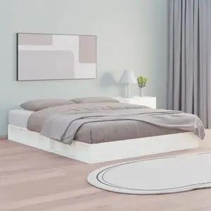 vidaXL Cadre de lit Blanc 160x200 cm Bois massif pas cher