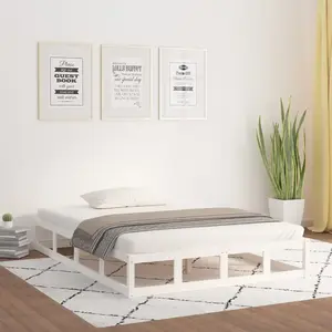 vidaXL Cadre de lit Blanc 160x200 cm Bois massif pas cher