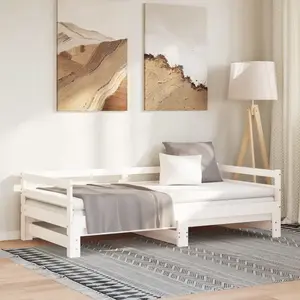 vidaXL Lit coulissant Blanc 2x(80x200) cm Bois de pin massif pas cher