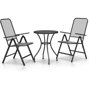 vidaXL Ensemble à manger de jardin 3 pcs Maille Métal Anthracite pas cher