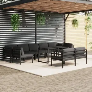 vidaXL Salon de jardin 10 pcs avec coussins Aluminium Anthracite