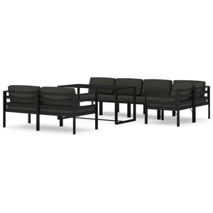 Comparateur de prix : vidaXL Salon de jardin 8 pcs avec coussins Aluminium Anthracite