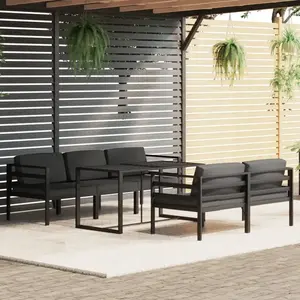 vidaXL Salon de jardin 6 pcs avec coussins Aluminium Anthracite pas cher